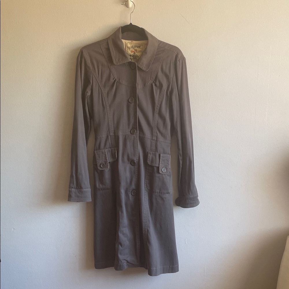 Gray Button-Up Trench Coat by Salt & Pepper size Medium